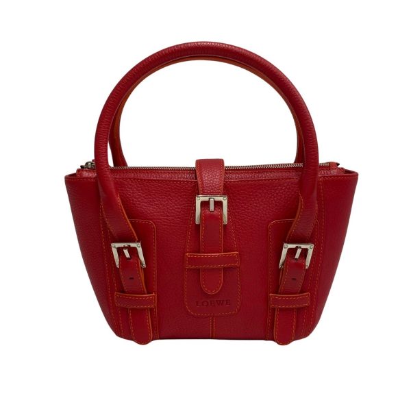 419g235849704 1 Loewe Senda Logo Engraved Leather Mini Tote Bag Red