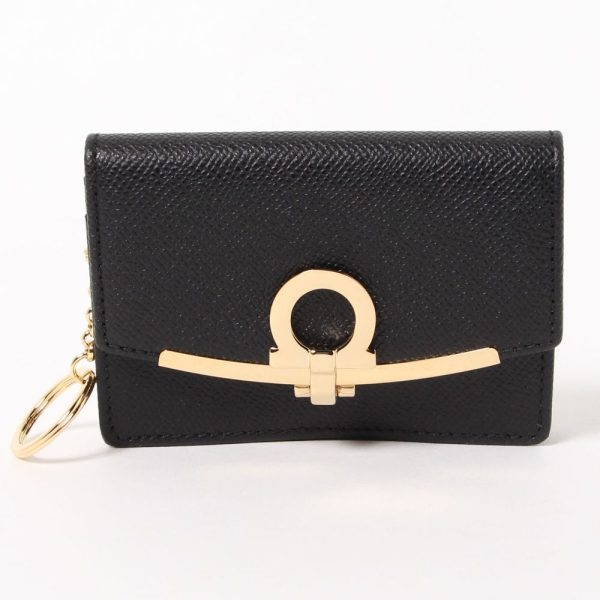 42046493 Ferragamo Business Card Holder Card Case GANCINO CILIP Black