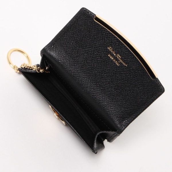 42046493c Ferragamo Business Card Holder Card Case GANCINO CILIP Black