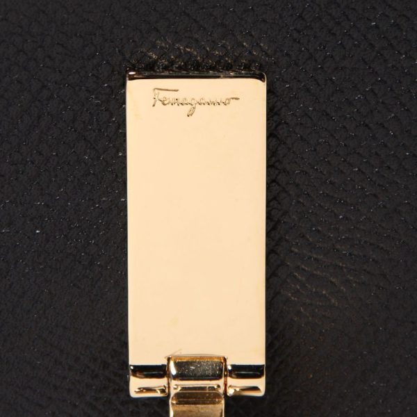 42046493g Ferragamo Business Card Holder Card Case GANCINO CILIP Black