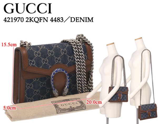 421970 2kqfn 4483 1 GUCCI Dionysus GG Supreme Mini Bag Shoulder Bag Denim