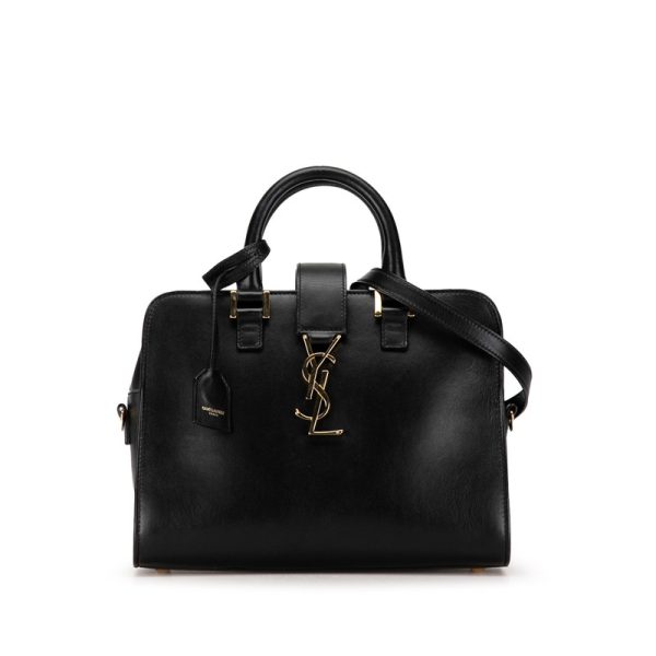 4219ahvtjxqm4ieo 1 Saint Laurent Monogram Baby Cabas Shoulder Bag Black