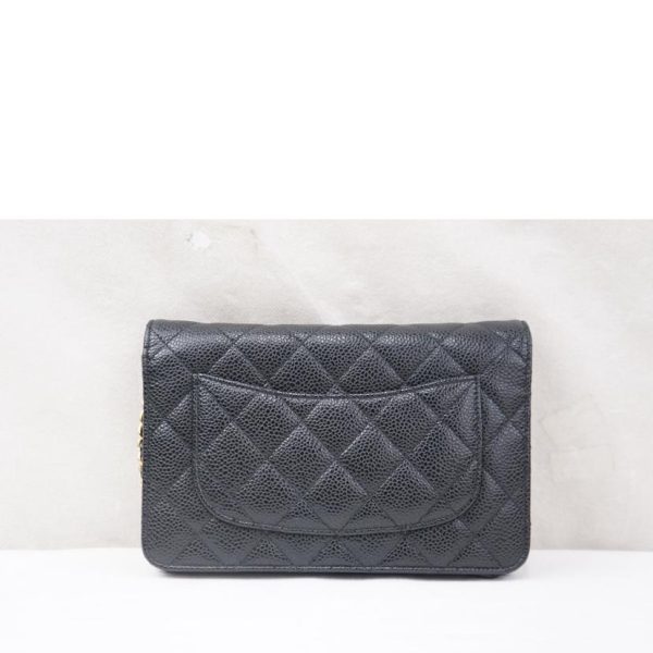 42212 2 Chanel Matelasse Caviar Chain Wallet Bag Black