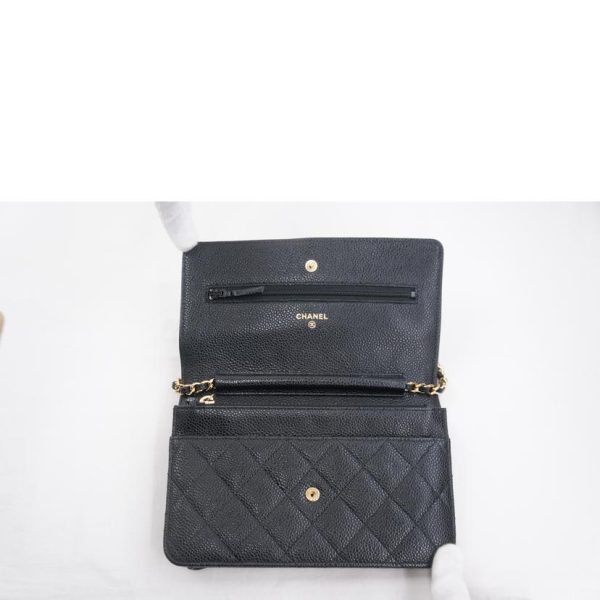 42212 5 Chanel Matelasse Caviar Chain Wallet Bag Black