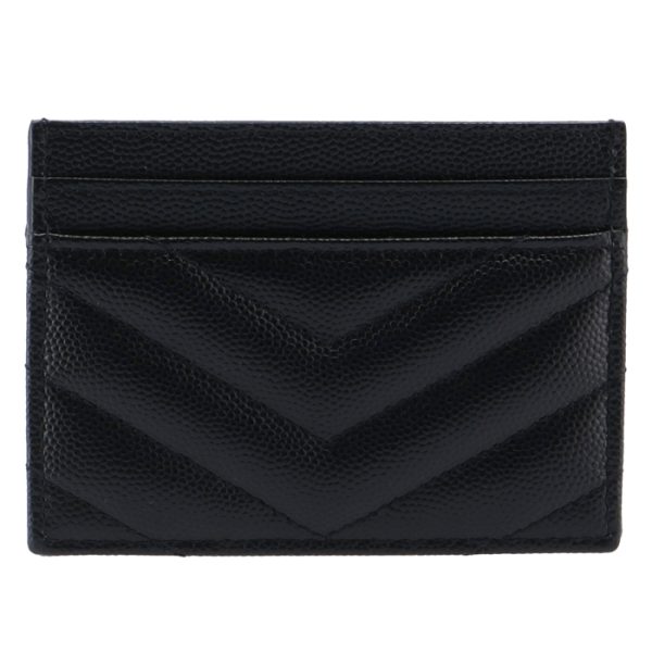 423291bow011000 2 SAINT LAURENT PARIS Card Case Quilted Leather Monogram Black