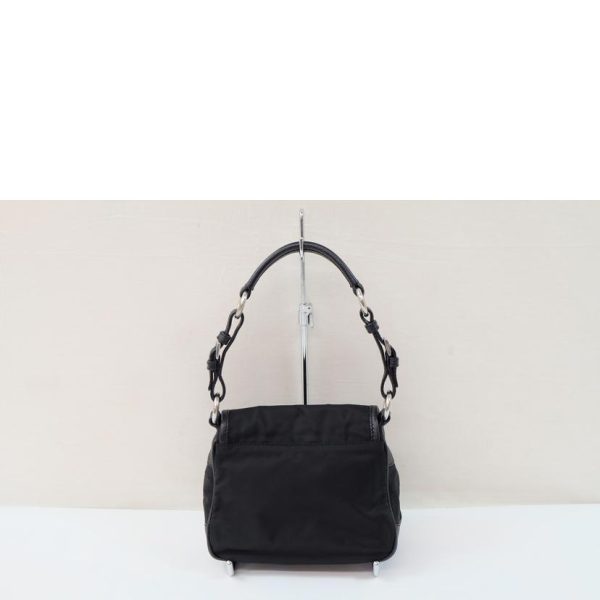 42450 2 PRADA Prada Nylon Leather One Shoulder Bag Black