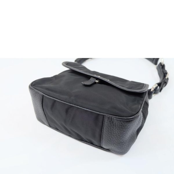 42450 3 PRADA Prada Nylon Leather One Shoulder Bag Black