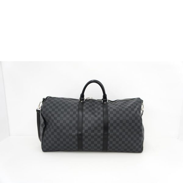 42468 2 Louis Vuitton Keepall Bandouliere Damier Graphite Duffel Bag Black