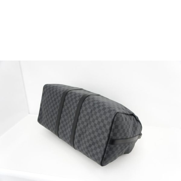 42468 3 Louis Vuitton Keepall Bandouliere Damier Graphite Duffel Bag Black