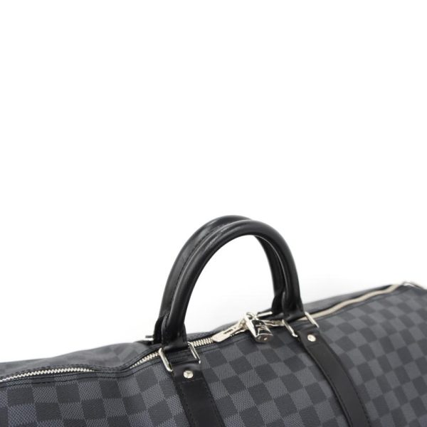 42468 4 Louis Vuitton Keepall Bandouliere Damier Graphite Duffel Bag Black