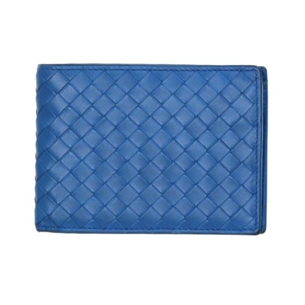 42529 1 Bottega Veneta Intrecciato Bi fold Wallet Turquoise