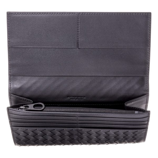 42655275b Bottega Veneta Long Wallet Intrecciato Black