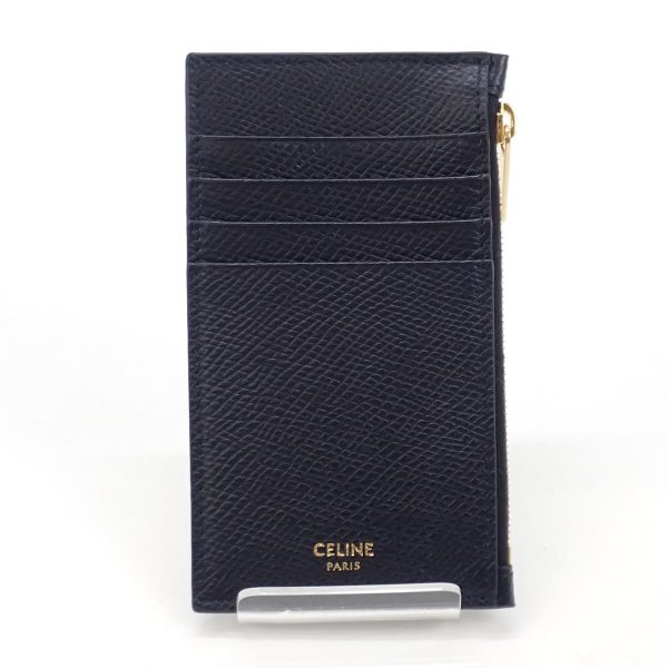 430073 02 Celine Compact Zipped Card Holder Case Black