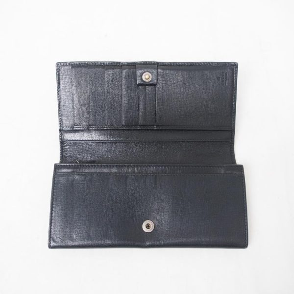 43033 5 Gucci Leather 2 Fold Long Wallet Black