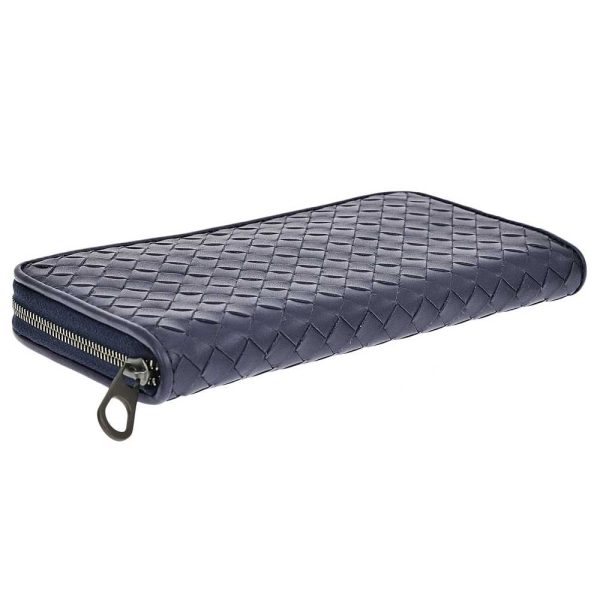 43056477c Bottega Veneta Long Wallet Intrecciato Navy Blue