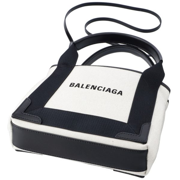 43056736c Balenciaga 2WAY bag NAVY CABAS XS White