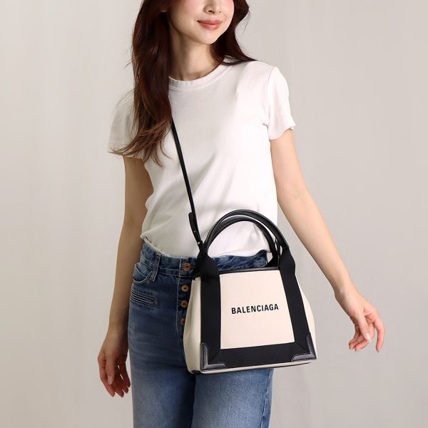 43056736e Balenciaga 2WAY bag NAVY CABAS XS White