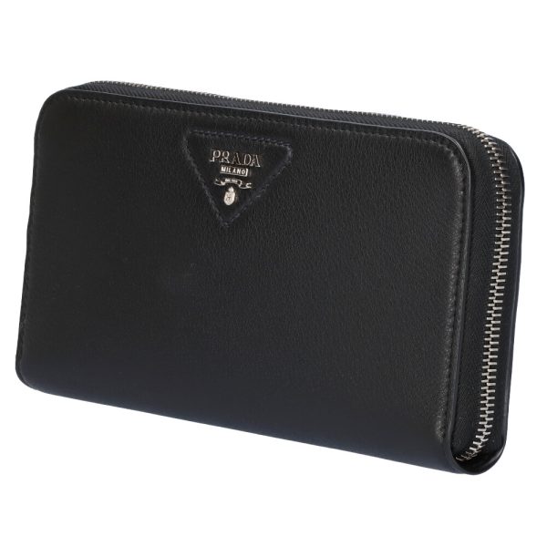 43352197b Prada long wallet VITTELO DAINO Black