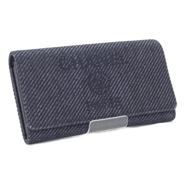 434972 01 Chanel Deauville Long Wallet Canvas Black