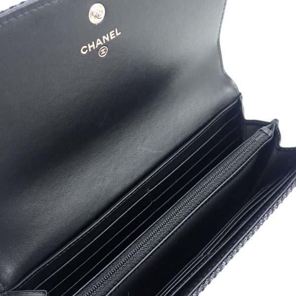 434972 07 Chanel Deauville Long Wallet Canvas Black