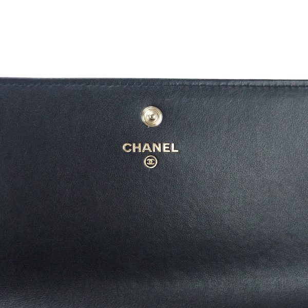 434972 08 Chanel Deauville Long Wallet Canvas Black