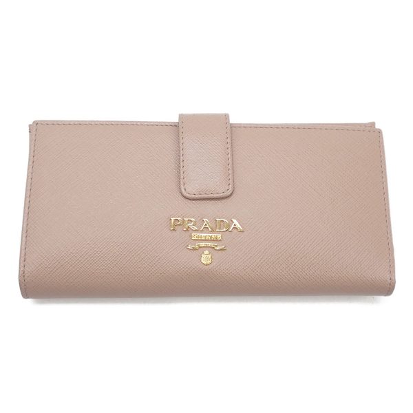 434982 02 Prada Saffiano Leather Long Wallet Pink Beige