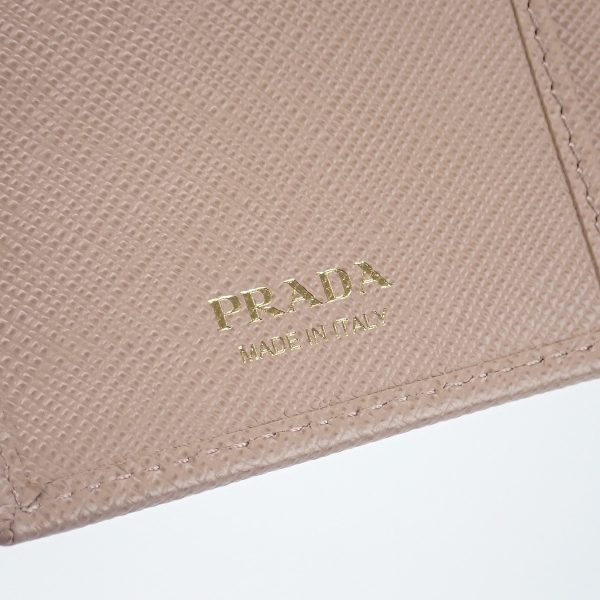 434982 07 Prada Saffiano Leather Long Wallet Pink Beige