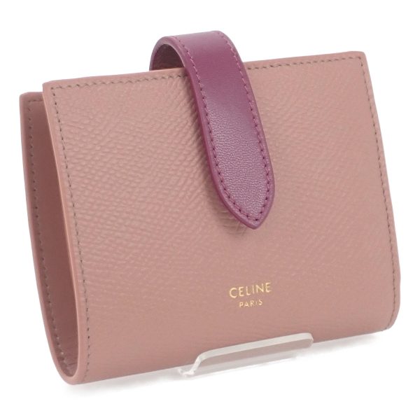 435096 01 Celine Small Strap Wallet Antique Rose Wild Berry