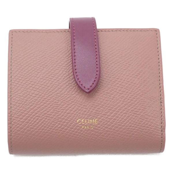 435096 02 Celine Small Strap Wallet Antique Rose Wild Berry