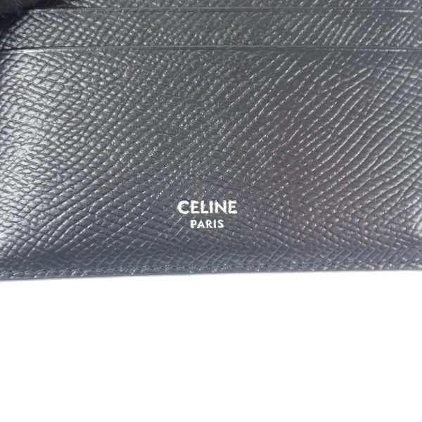 436015 08 Celine Zipped Card Holder Case Calfskin Black