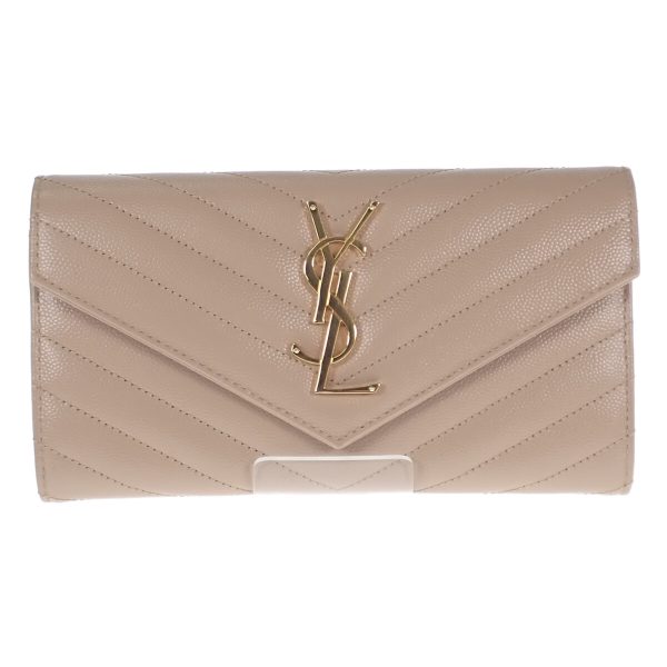 436281 02 Saint Laurent Monogram Flap Long Wallet Beige