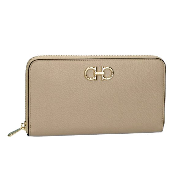 43656813 Ferragamo long wallet double Gancini 220405 758663 DAINO beige