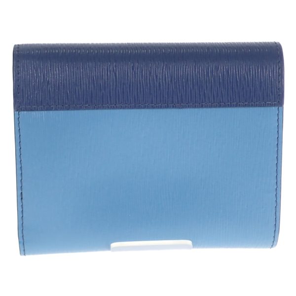 436639 03 Prada Trifold Wallet Vitello Move Bicolor Blue