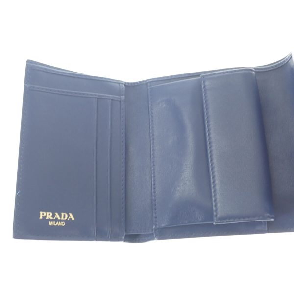 436639 06 Prada Trifold Wallet Vitello Move Bicolor Blue