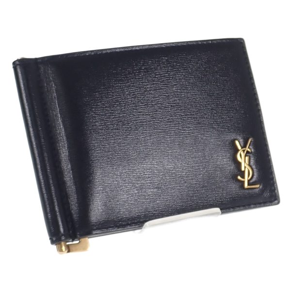 436682 01 Saint Laurent Cassandra Bill Clip Wallet Black