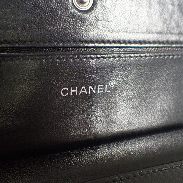 437150 07 Chanel Travel Line Long Wallet Nylon Leather Black