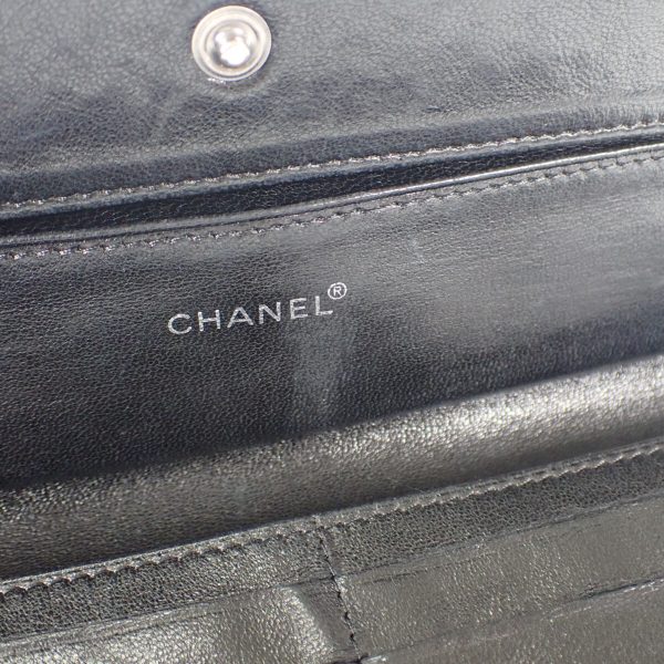 437150 08 Chanel Travel Line Long Wallet Nylon Leather Black