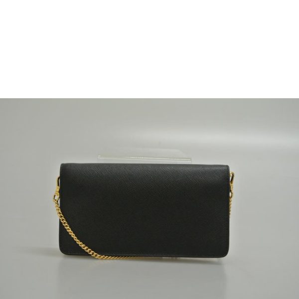 43754 2 PRADA Chain Shoulder Bag Long Wallet Bag Black