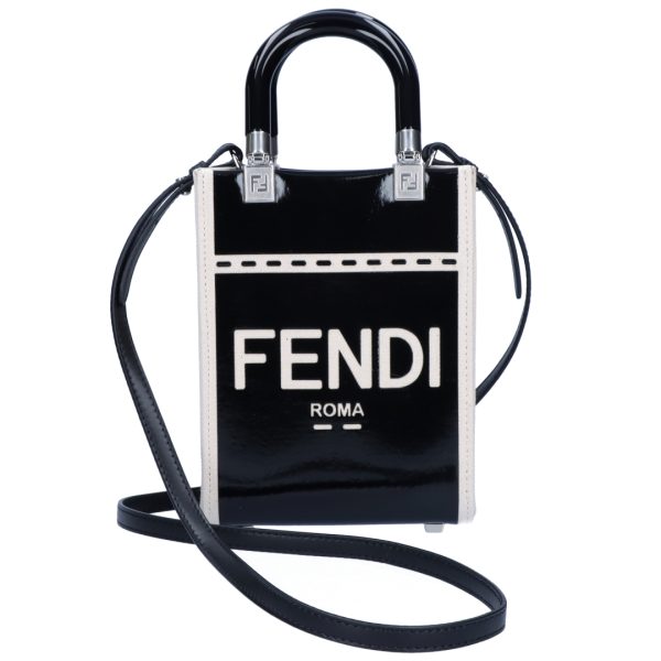 43764266 FENDI 2WAY Bag Sunshine Shopper Black Small