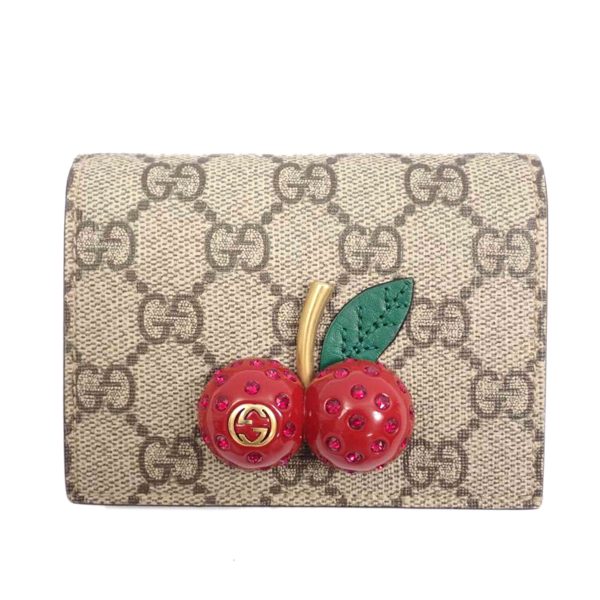 43768 2 GUCCI GG Supreme Cherry Wallet