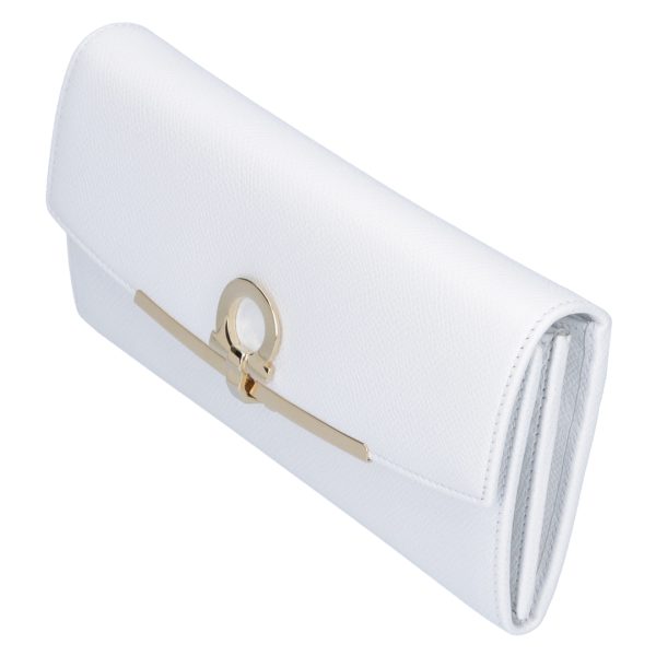 43773145c Ferragamo long wallet Gancini clip White