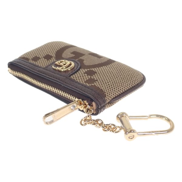 437768 03 Gucci Jumbo GG Key Case Camel Ebony