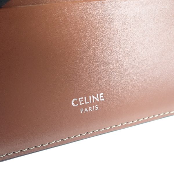 437895 04 Celine Triomphe Zipped Card Holder Case Tan