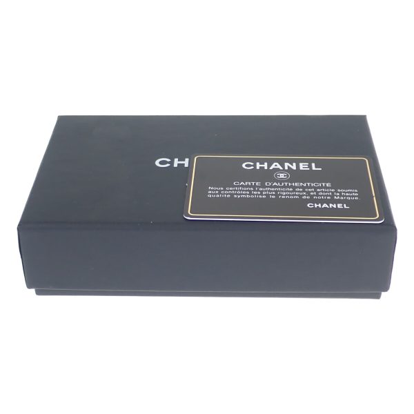 438020 09 Chanel Zip Card Coin Case Black Silver Hardware