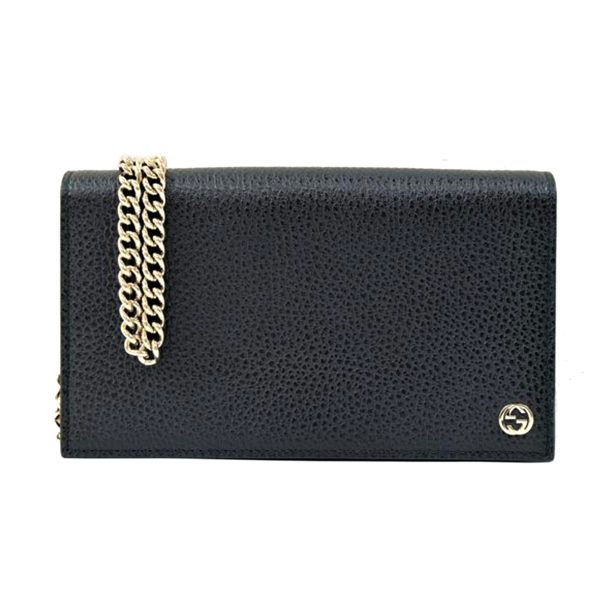 43808 1 Gucci Interlocking G Leather Chain Wallet Black