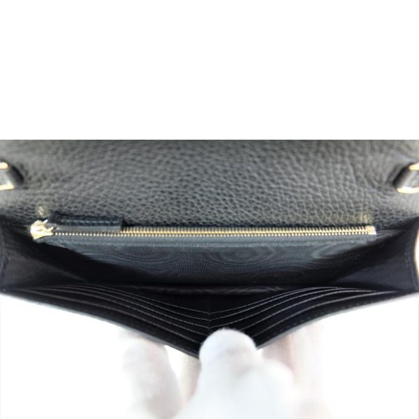 43808 5 Gucci Interlocking G Leather Chain Wallet Black