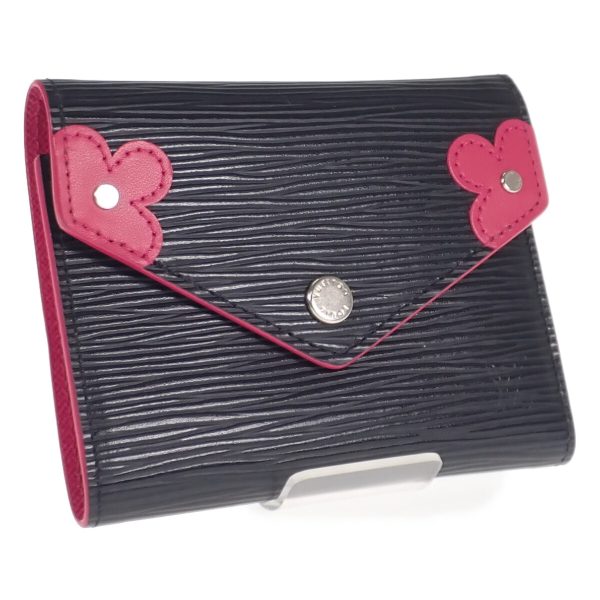 438511 01 Louis Vuitton Flower Trifold Wallet Black Pink