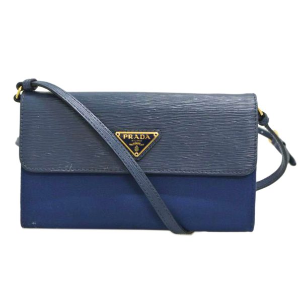 43891 1 PRADA Prada Shoulder Wallet Bag Navy Blue