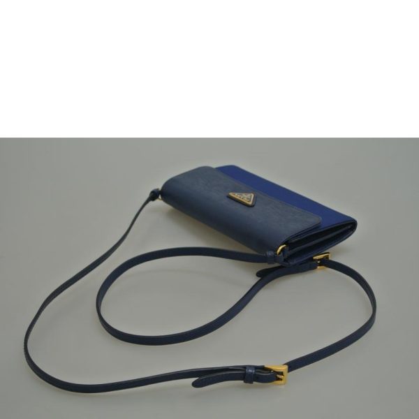 43891 3 PRADA Prada Shoulder Wallet Bag Navy Blue