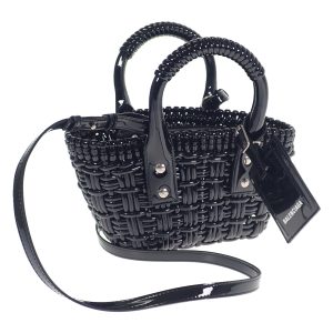 439033 01 Prada Canapa Faux Fur Suede Eco Lapin Handbag Black